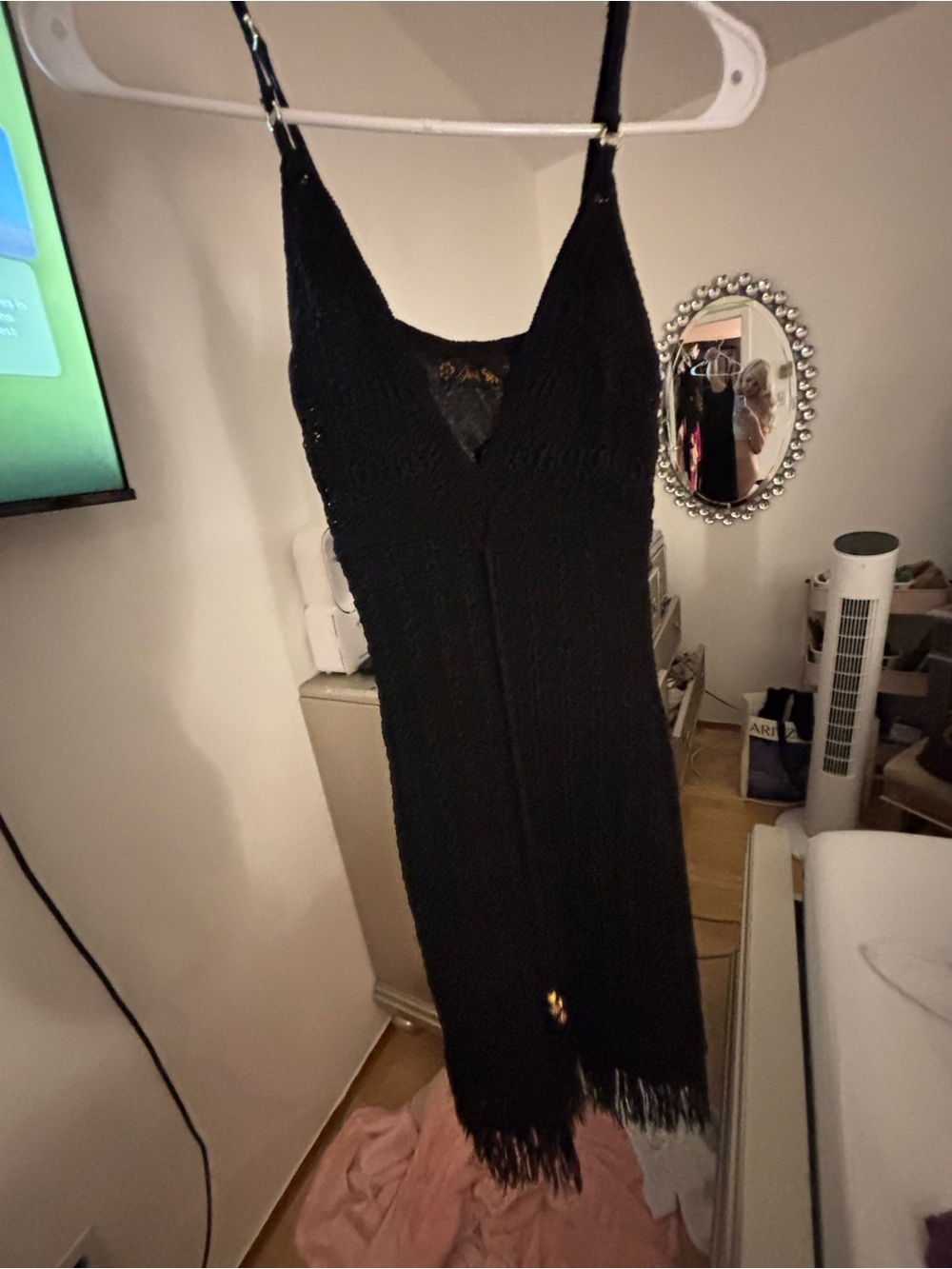 Guess Black Strapless Fringe Slip Dress